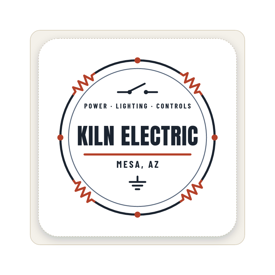 Shop badge (electrical) on a sticker