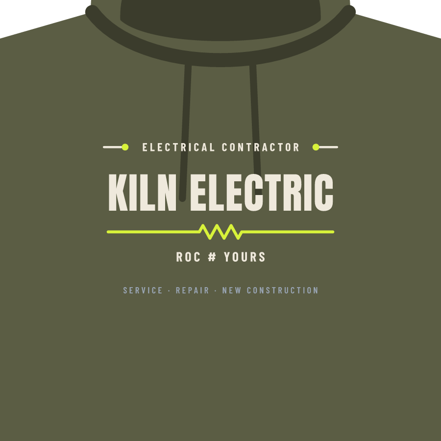 Wordmark (electrical) on a hoodie