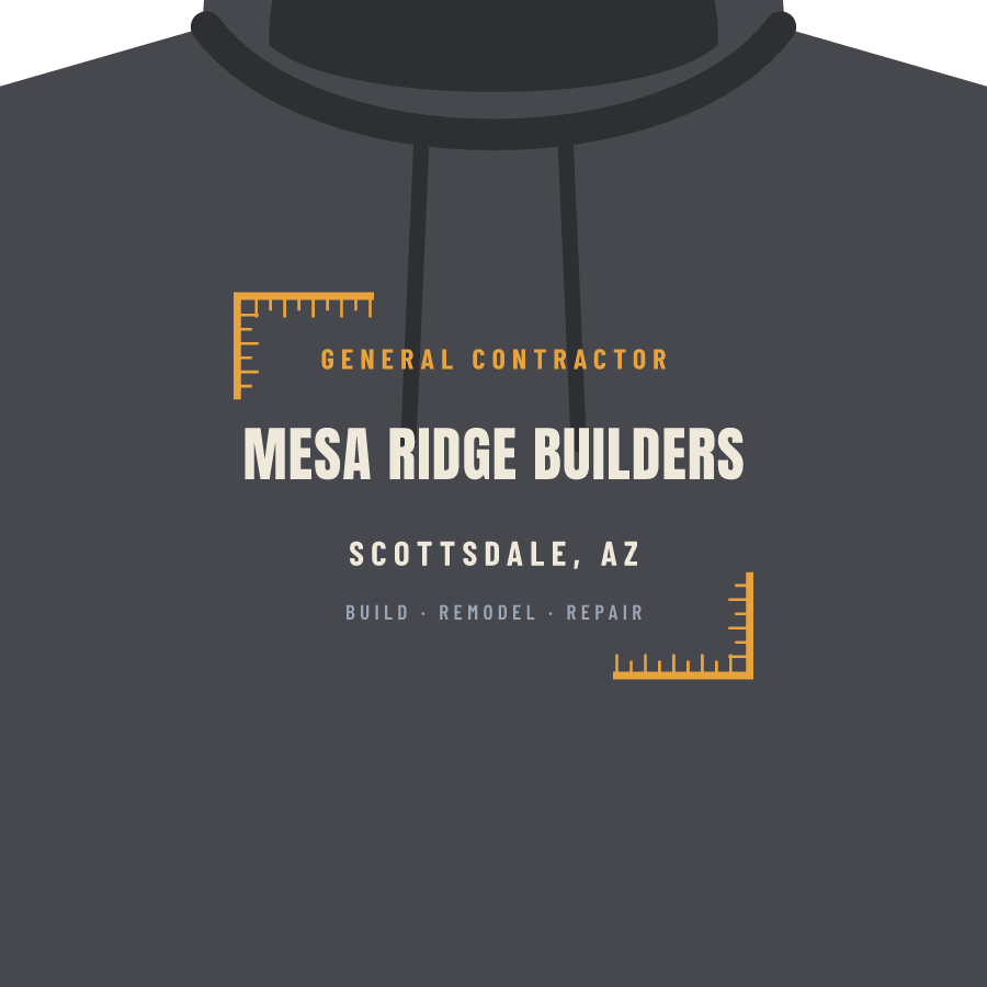 Wordmark (general contractor) on a hoodie