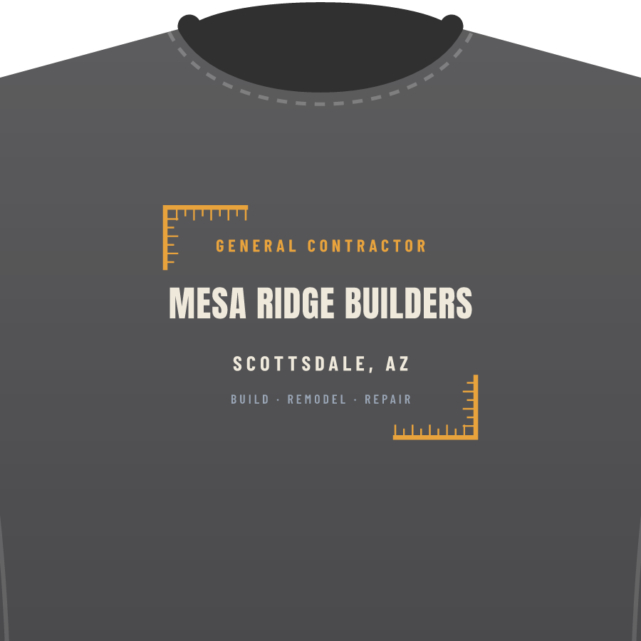 Wordmark (general contractor) on a everyday tee