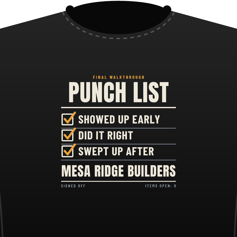 Punch list on a premium tee